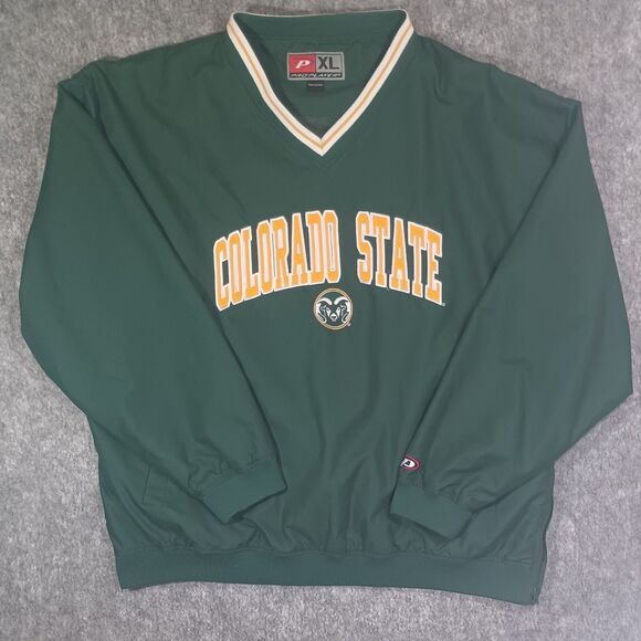 Colorado State Rams Windbreaker Pullover Green Spellout Pro Player Sz XL NCAA - Picture 1 of 10